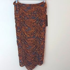 NWT House of Harlow 1960 Floral Rouched Midi Skirt Size Large